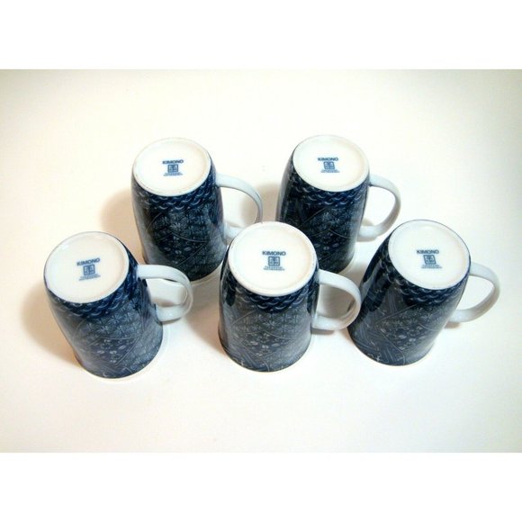 Takahashi Mugs Kimono Blue and White Set of Five - Picture 3 of 7